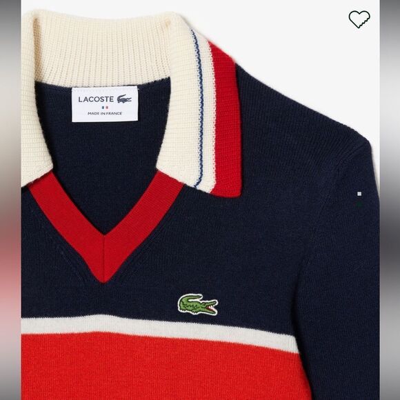 Lacoste Women's Made in France Contrast Wool Polo Dress NWT Sz. XS - Picture 2 of 5